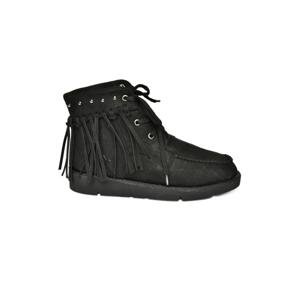 Fox Shoes Black Suede Tasseled Women's Boots