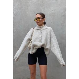 Madmext Gray Buttoned Knitwear Sweater Cardigan