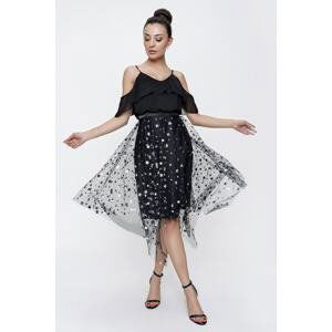 By Saygı Asymmetrical Star Dress with Rope Strap Hem