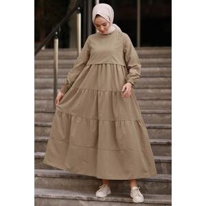 InStyle Single Layer Detailed Casual Dress - Cream
