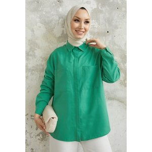 InStyle Alise Shirt with Double Pocket Detail - Grass Green