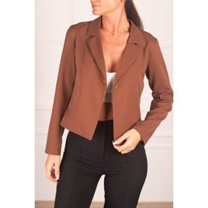 armonika Women's Brown Single Button Crop Jacket