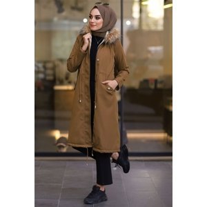InStyle 2401 Fur Coat with Polar Inside - Brown