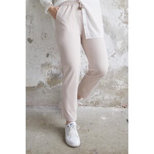 InStyle Elastic Waist Lycra Double Fabric Trousers - Stone