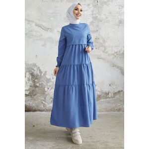 InStyle Single Layer Detailed Casual Dress - Indigo