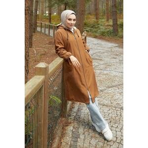 InStyle Aryes Fleece Coat with Drawstring Pockets - Tan