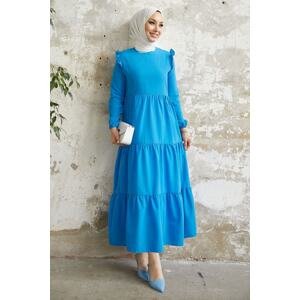 InStyle Lenia Shoulder Ruffle Dress - Blue