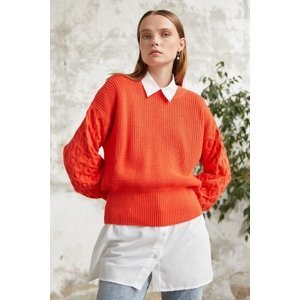 InStyle Asil Balloon Sleeve Knitwear Short Sweater - Orange