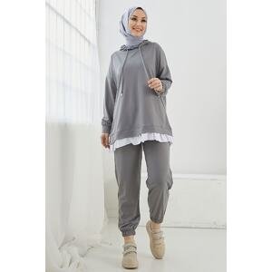 InStyle Losya Hooded Double Suit with Side Zippers - Gray