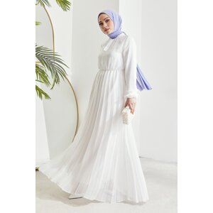 InStyle Pleated Limelda Chiffon Dress - White