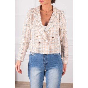 armonika Women's Orange Double Breasted Collar Tweed Crop Jacket