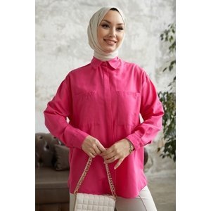 InStyle Alise Shirt with Double Pocket Detail - Fuchsia