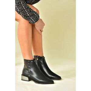 Fox Shoes Black Studded Detailed Women's Boots