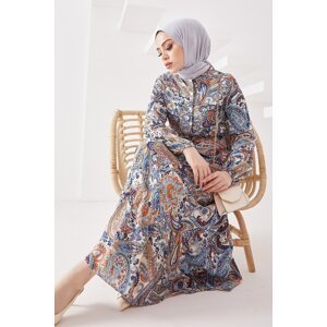InStyle Purple Intricate Floral Viscose Dress - Blue