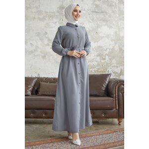 InStyle Linny Buttoned Shirt Collar Abaya - Gray