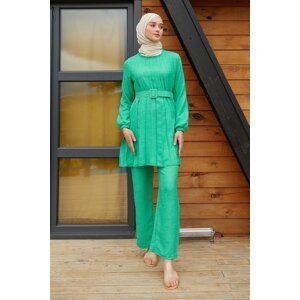 InStyle Moria Belted Pleated Suit - Green