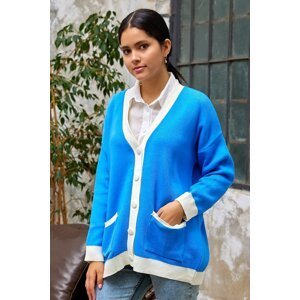 InStyle Vega Pocket Knitted Cardigan - Blue