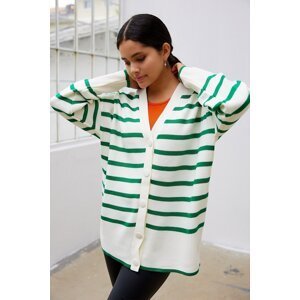 InStyle Navi Striped Pattern Knit Cardigan - Green
