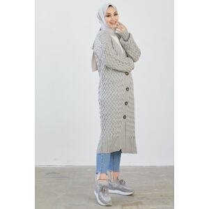 InStyle Arene Long Knitted Buttoned Knitwear Cardigan - Gray