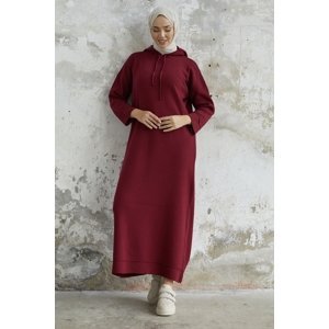InStyle Ivona Hooded Knitwear Dress - Burgundy