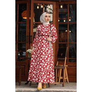 InStyle Daisy Pattern Woven Dress - Red