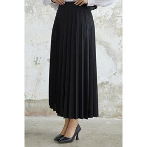 InStyle Luisa Waist Elastic Pleated Skirt - Black