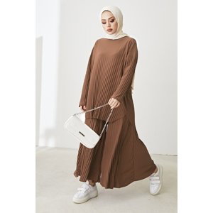 InStyle Mila Pleated Trousers Tunic Double Set - Brown