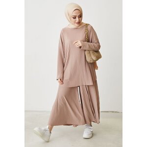 InStyle Mila Pleated Trousers Tunic Double Set - Camel