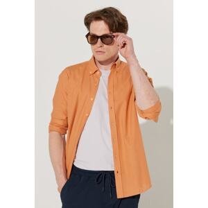 AC&Co / Altınyıldız Classics Men's Tile Slim Fit Buttoned Collar Linen Look 100% Cotton Flared Shirt