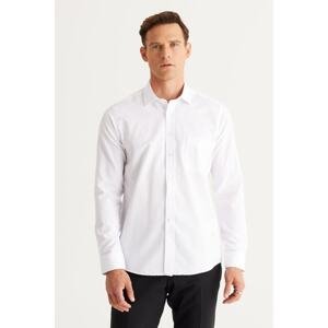AC&Co / Altınyıldız Classics Men's White Slim Fit Narrow Cut Classic Collar Cotton Dobby Shirt