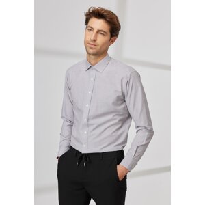AC&Co / Altınyıldız Classics Men's Brown White Comfort Fit Relaxed Fit Classic Collar Cotton Striped Shirt