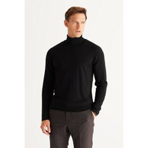 ALTINYILDIZ CLASSICS Men's Black Standard Fit Regular Cut Full Turtleneck Knitwear Sweater