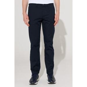 ALTINYILDIZ CLASSICS Men's Navy Blue Comfort Fit Relaxed Cut Side Pocket Cotton Patterned Stretch Trousers