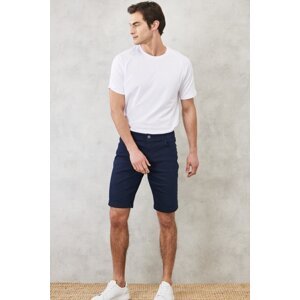 ALTINYILDIZ CLASSICS Men's Navy Blue Slim Fit Slim Fit Diagonal Patterned 5 Pocket Flexible Shorts