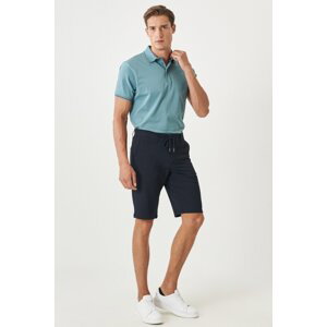 ALTINYILDIZ CLASSICS Men's Navy Blue Slim Fit Slim Fit Tie Waist Flexible Shorts