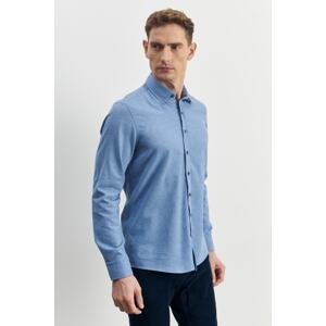 ALTINYILDIZ CLASSICS Men's Blue Slim Fit Slim Fit Button Collar Flannel Lumberjack Winter Shirt