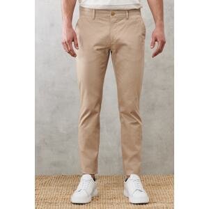 ALTINYILDIZ CLASSICS Men's Beige Slim Fit Slim Fit Dobby Side Pocket Cotton Flexible Chino Trousers