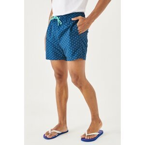 ALTINYILDIZ CLASSICS Men's Navy-Mint Standard Fit Regular Fit Patterned Quick Dry Swimwear Marine Shorts
