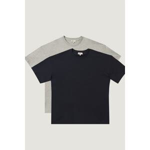AC&Co / Altınyıldız Classics Men's Navy-g.melange Oversize Loose Cut Crew Neck 100% Cotton Pack of 2 T-Shirts