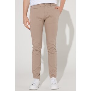 AC&Co / Altınyıldız Classics Men's Beige Slim Fit Slim Fit Side Pocket Cotton Diagonal Patterned Flexible Trousers
