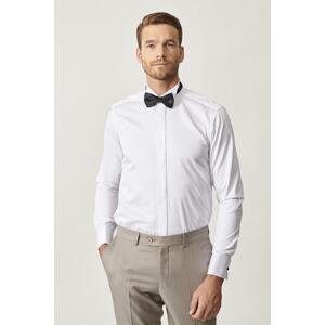 ALTINYILDIZ CLASSICS Men's White White Groom Suit Collar Tailored Slim Fit Slim Cut Shirt