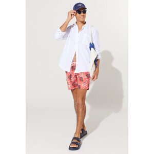 AC&Co / Altınyıldız Classics Men's Orange Standard Fit Regular Fit Pocket Quick Dry Patterned Marine Shorts