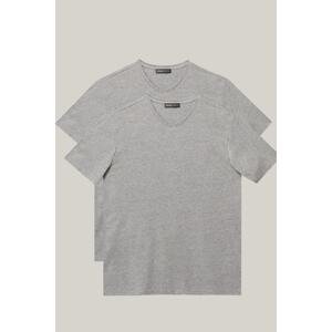 ALTINYILDIZ CLASSICS Men's Gray Slim Fit Slim Fit Crew Neck Plain T-Shirts of 2 Pack