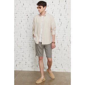 AC&Co / Altınyıldız Classics Men's Brown Slim Fit Slim Fit Side Pocket Diagonal Patterned Cotton Shorts