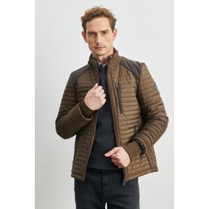AC&Co / Altınyıldız Classics Men's Brown Standard Fit Regular Fit Cold Weatherproof Patterned Puffer Coat