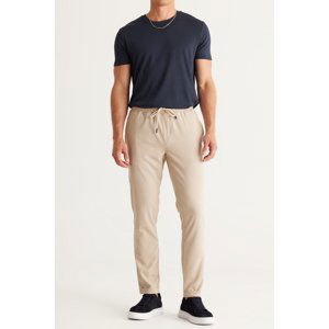 AC&Co / Altınyıldız Classics Men's Beige Slim Fit Comfortable Cut Waist Tied Side Pocket Jogger Pants