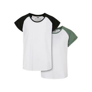 Dívčí kontrastní raglánové tričko 2-balení bílá/slina+bílá/černá
