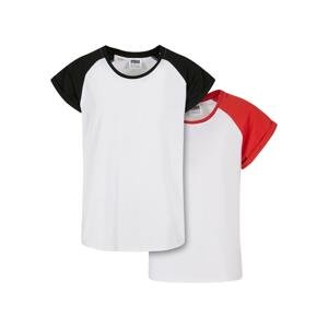 Dívčí kontrastní raglánové tričko 2-balení bílá/hugered+bílá/černá
