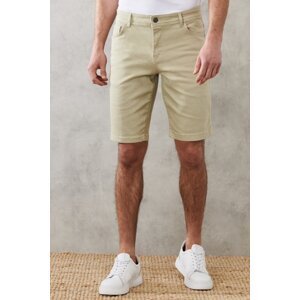 ALTINYILDIZ CLASSICS Men's Green Slim Fit Slim Fit Diagonal Patterned 5 Pocket Flexible Shorts