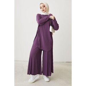 InStyle Mila Pleated Trousers Tunic Double Suit - Purple